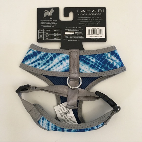 Tahari Dog New Tahari M Pet Dog Harness Blue Tie Dye For Medium Dog